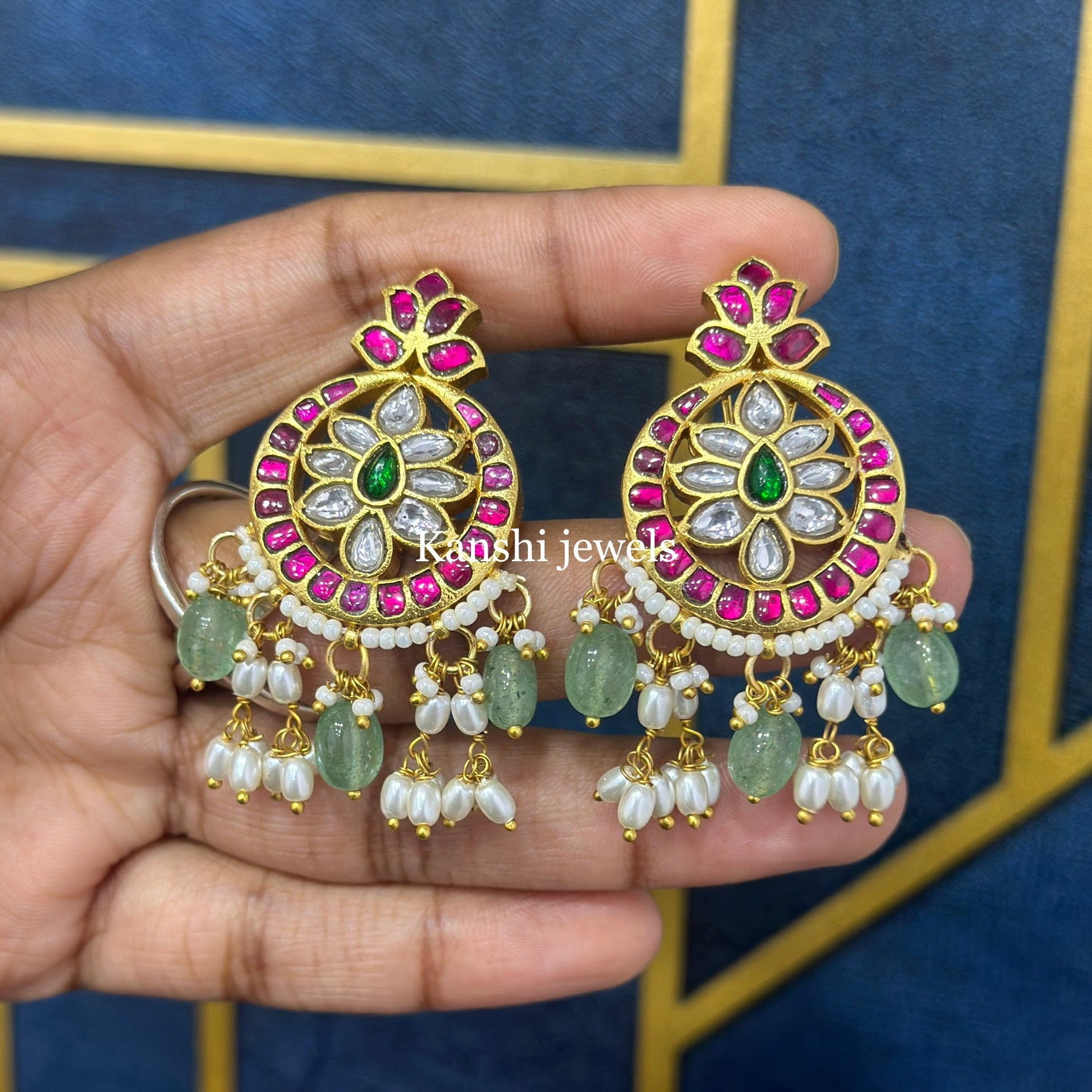 Jadau kundan necklace with earrings