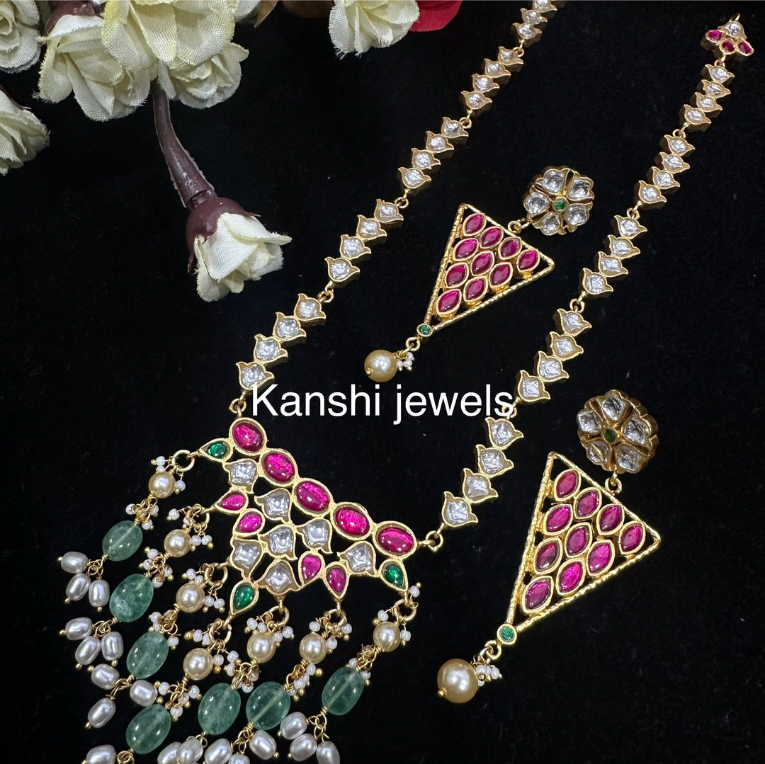 Long Kundan Necklace Set