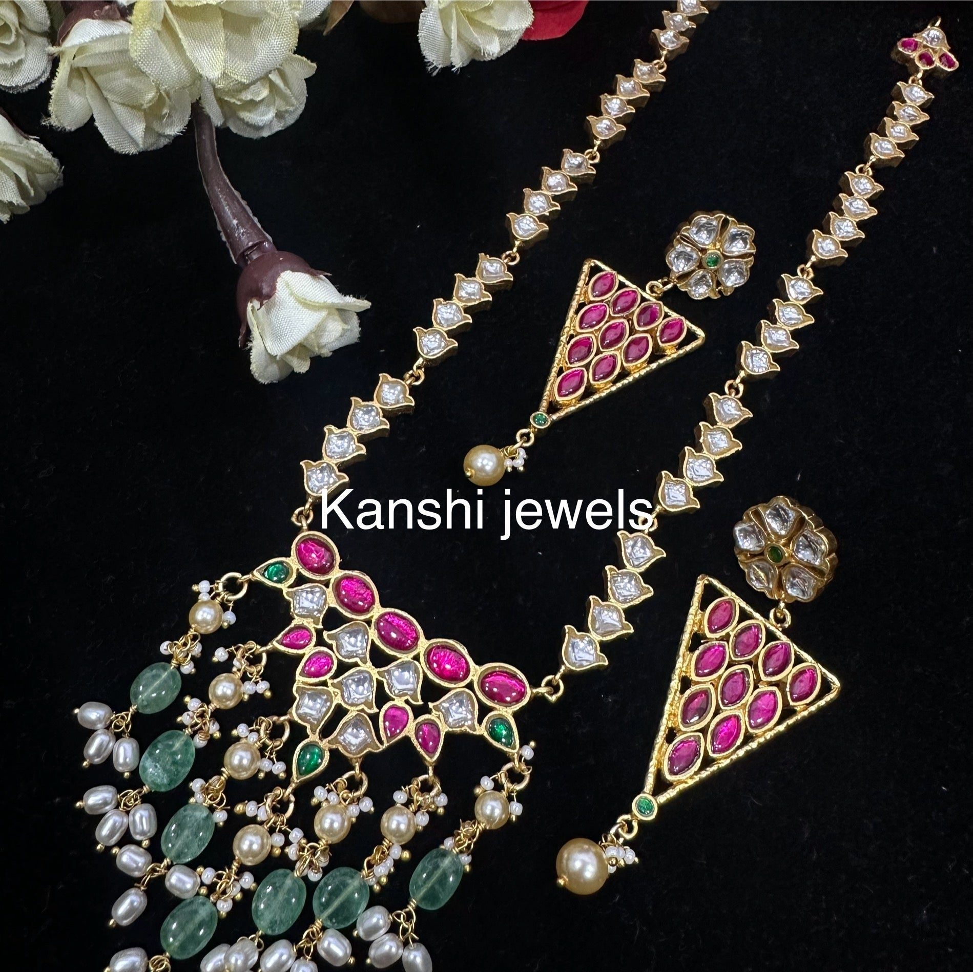 Long Kundan Necklace Set