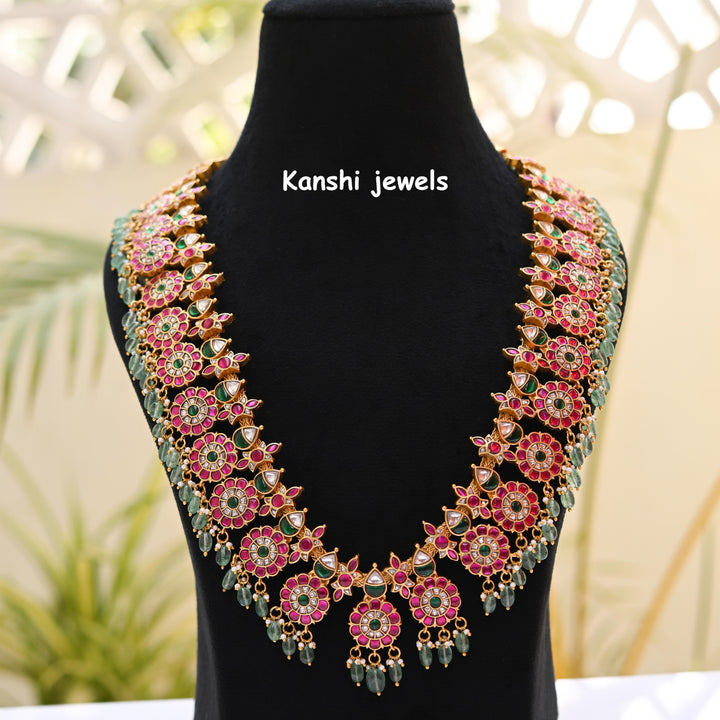 Jadau Kundan long haram, Kanshijewels , dulhan necklace , 