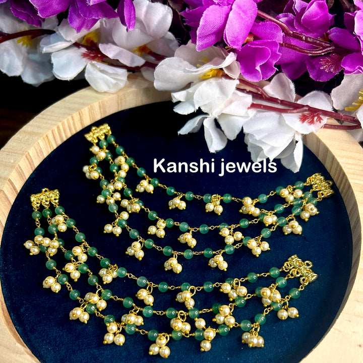 Swaroski emerald chain by Kanshi Jewels,
Dulan emerald chain 