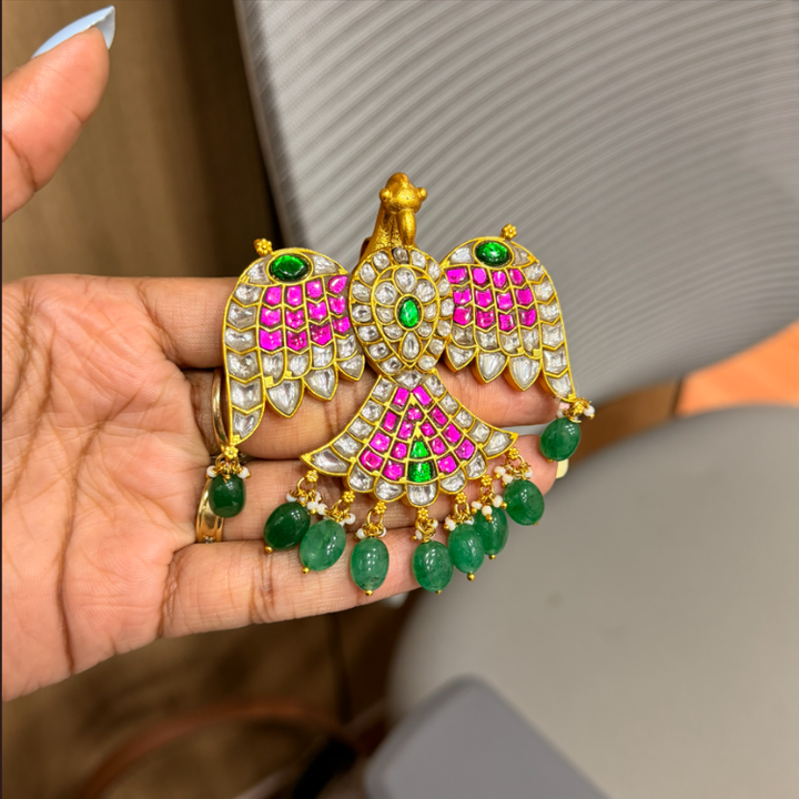 Exclusive eagle gandaberunda multipurpose jadau kundan pendant