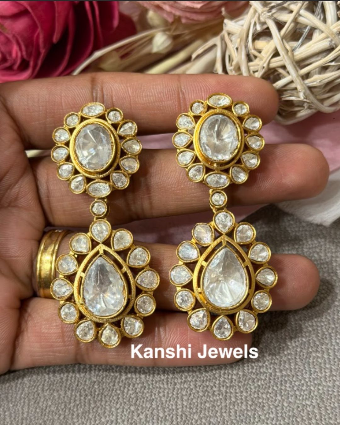 Exquisite polki statement earrings
