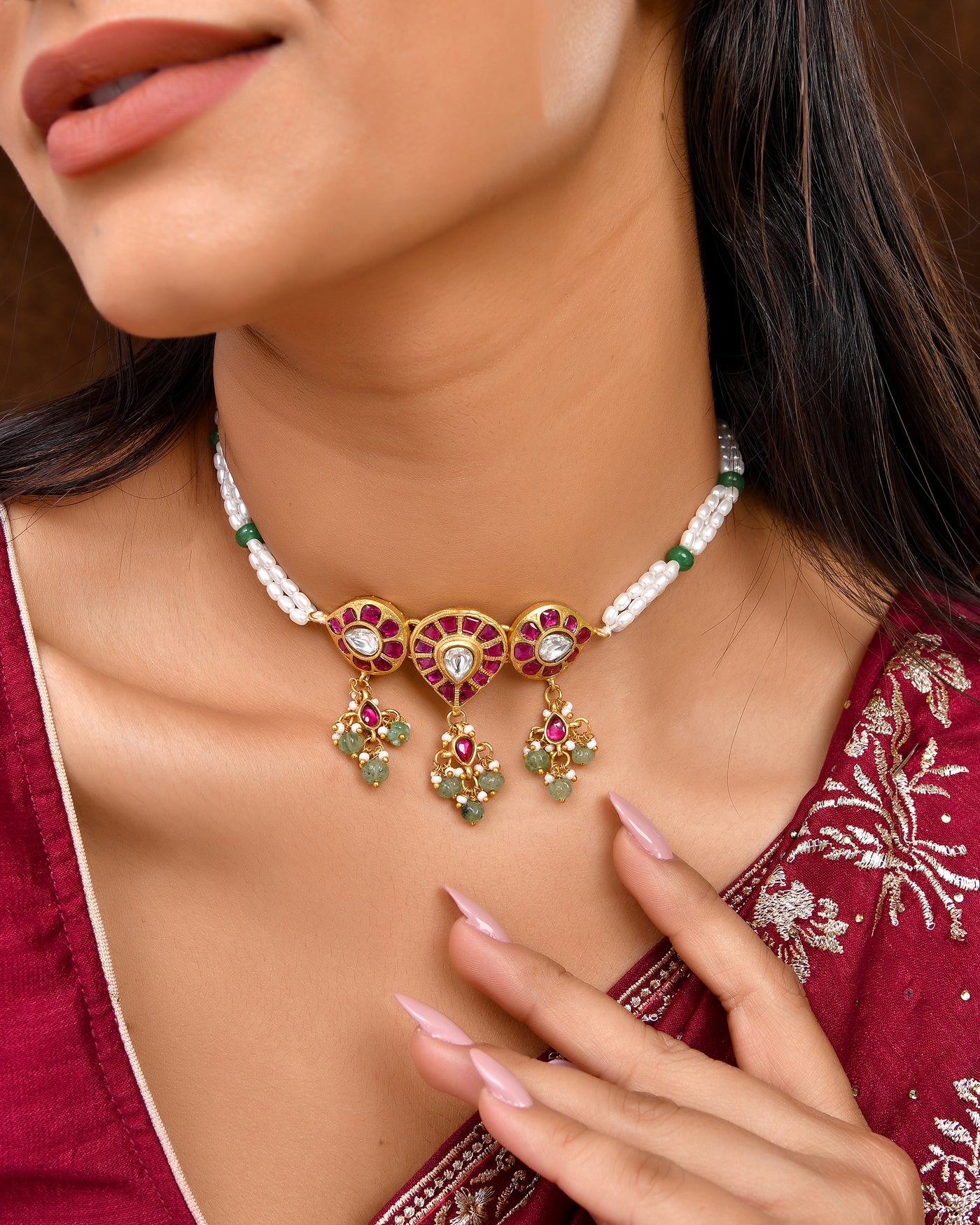 Kundan chokar necklace