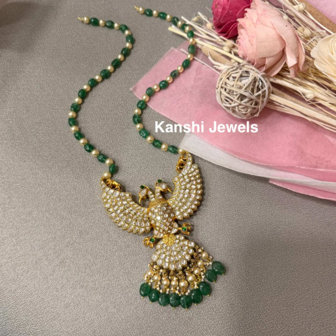 Reversible gandaberunda pendant and mala dulhan set