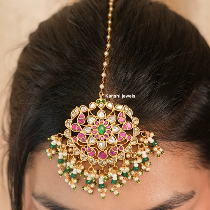 Classic handwork exclusive pearls maangtika