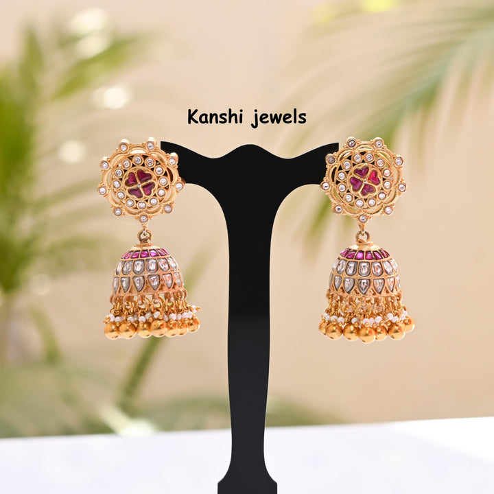 Jadau Kundan earrings by Kanshi Jewels,
Dulhan Kundan earrings,
Traditional Jadau earrings design,
Handcrafted Kundan earrings set,
Gold Jadau earrings for wedding,
Jadau Kundan earrings,
Kundan jhumka earrings,
