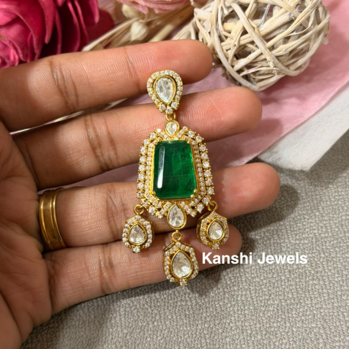 Statement emerald diamond elegant earrings