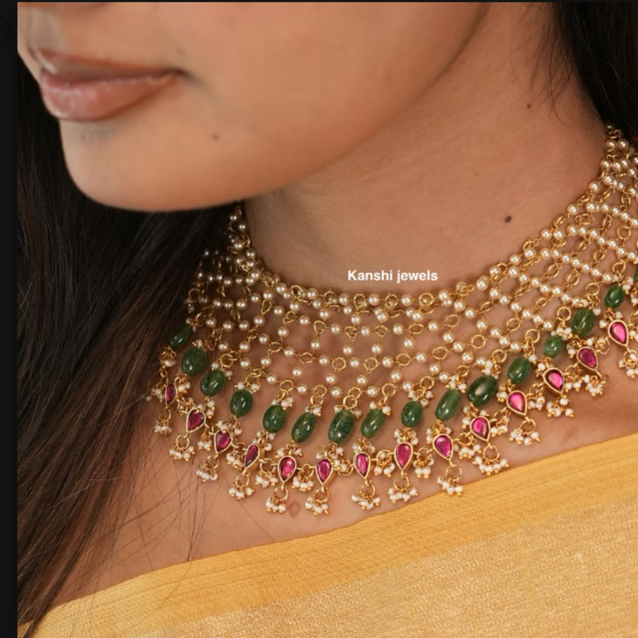 Classic swaroski pearls kundan fusion necklace chokar
