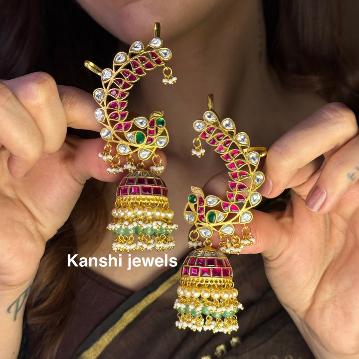 Jadau Kundan earrings by Kanshi Jewels,
Dulhan Kundan earrings,
Traditional Jadau earrings design,
Handcrafted Kundan earrings set,
Gold Jadau earrings for wedding,
Jadau Kundan earrings,
Kundan jhumka earrings,
