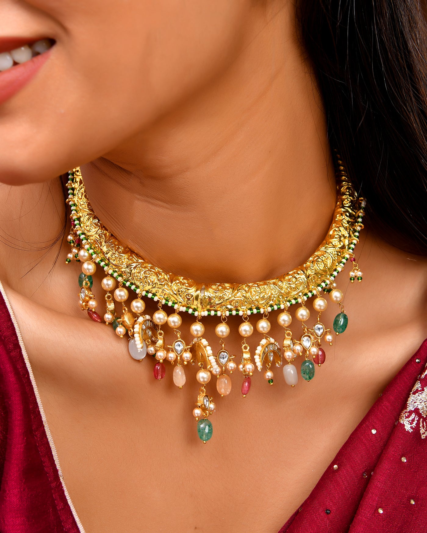 Kundan chokar necklace