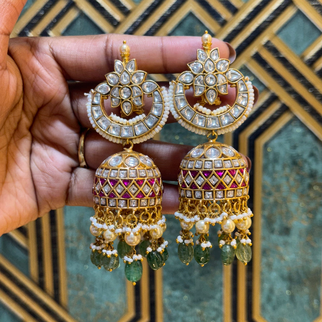 Jadau Kundan earrings by Kanshi Jewels,
Dulhan Kundan earrings,
Traditional Jadau earrings design,
Handcrafted Kundan earrings set,
Gold Jadau earrings for wedding,
Jadau Kundan earrings,
Kundan jhumka earrings,