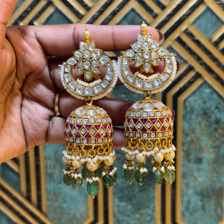 Jadau Kundan earrings by Kanshi Jewels,
Dulhan Kundan earrings,
Traditional Jadau earrings design,
Handcrafted Kundan earrings set,
Gold Jadau earrings for wedding,
Jadau Kundan earrings,
Kundan jhumka earrings,