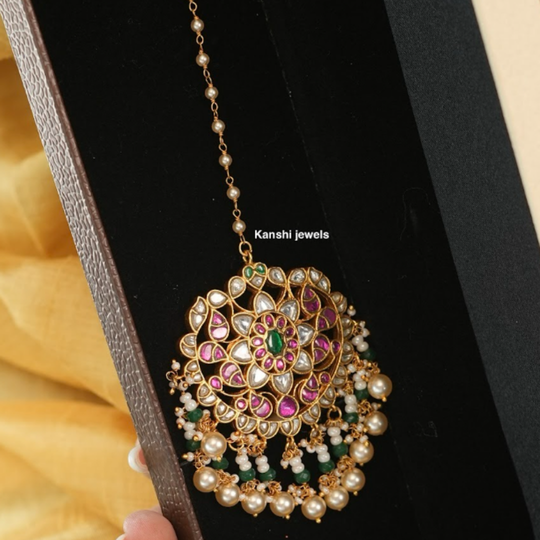 Classic handwork exclusive pearls maangtika