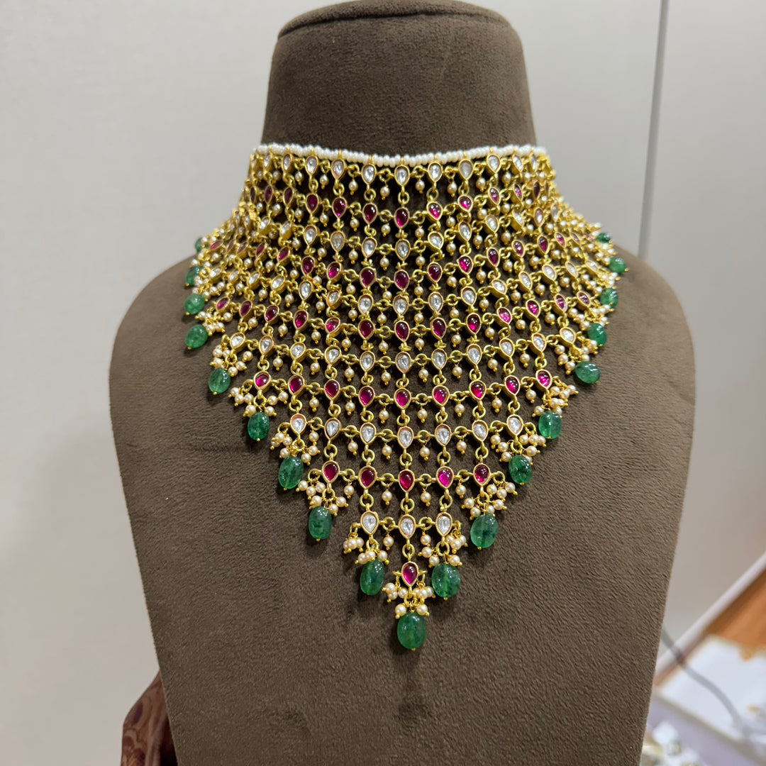Long jadau haram necklace , Kanshijewels , dulhan necklace , chokar necklace, kundan necklace, jadau necklace,  kanshi jewellery