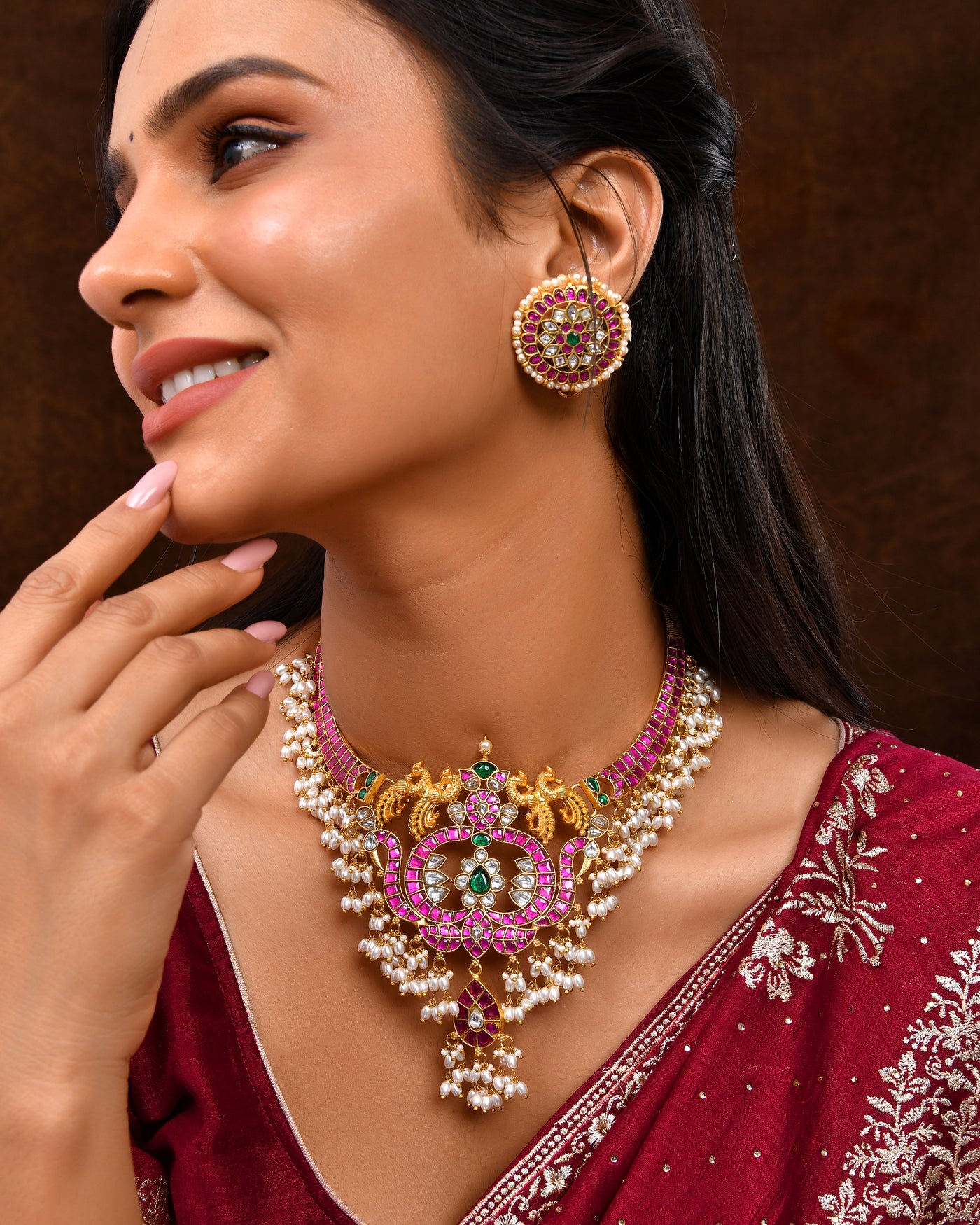Jadau Kundan necklace studs set
