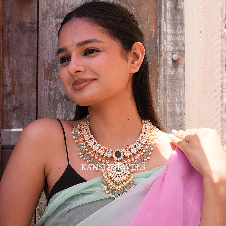 classic dulhan mossanite necklace