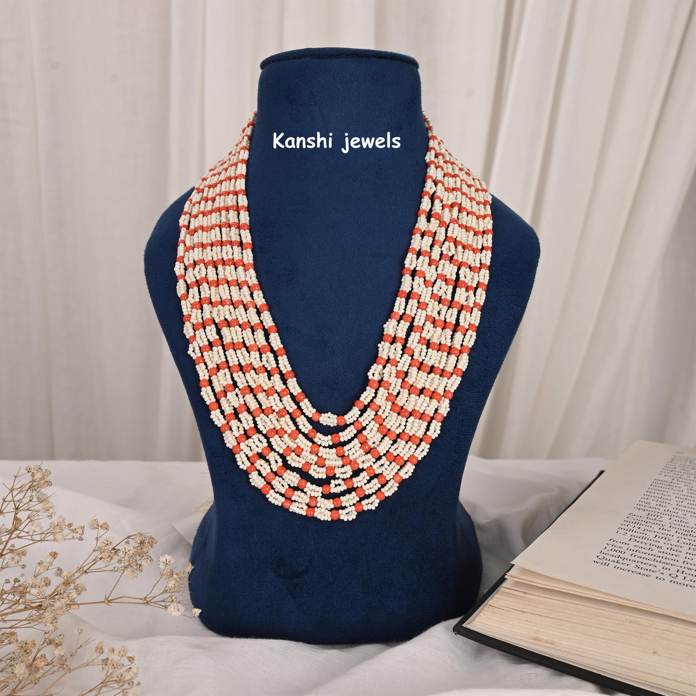 Coral pearl necklace