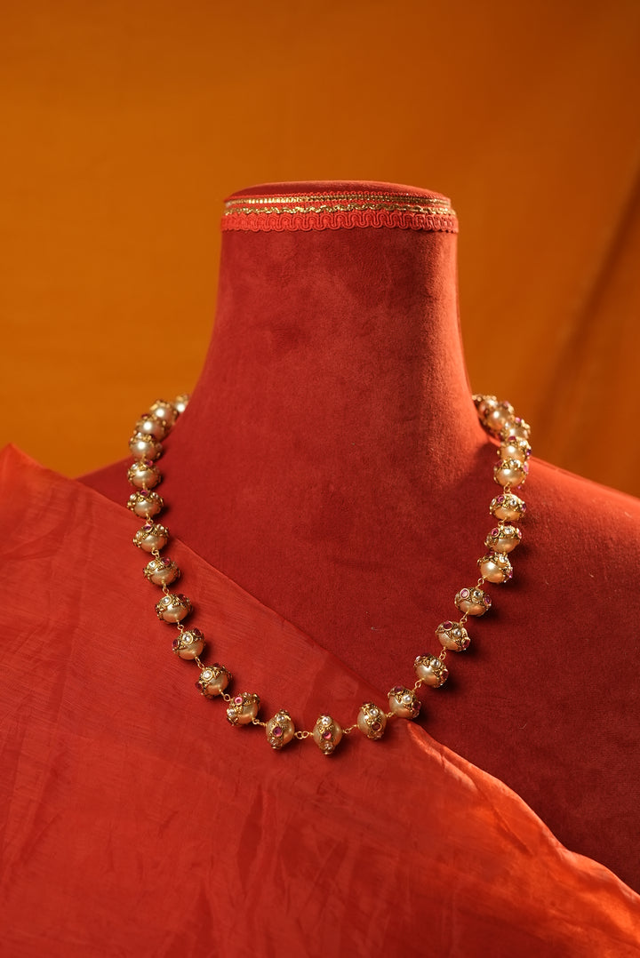 Elegant kundan work swaroski pearls necklace