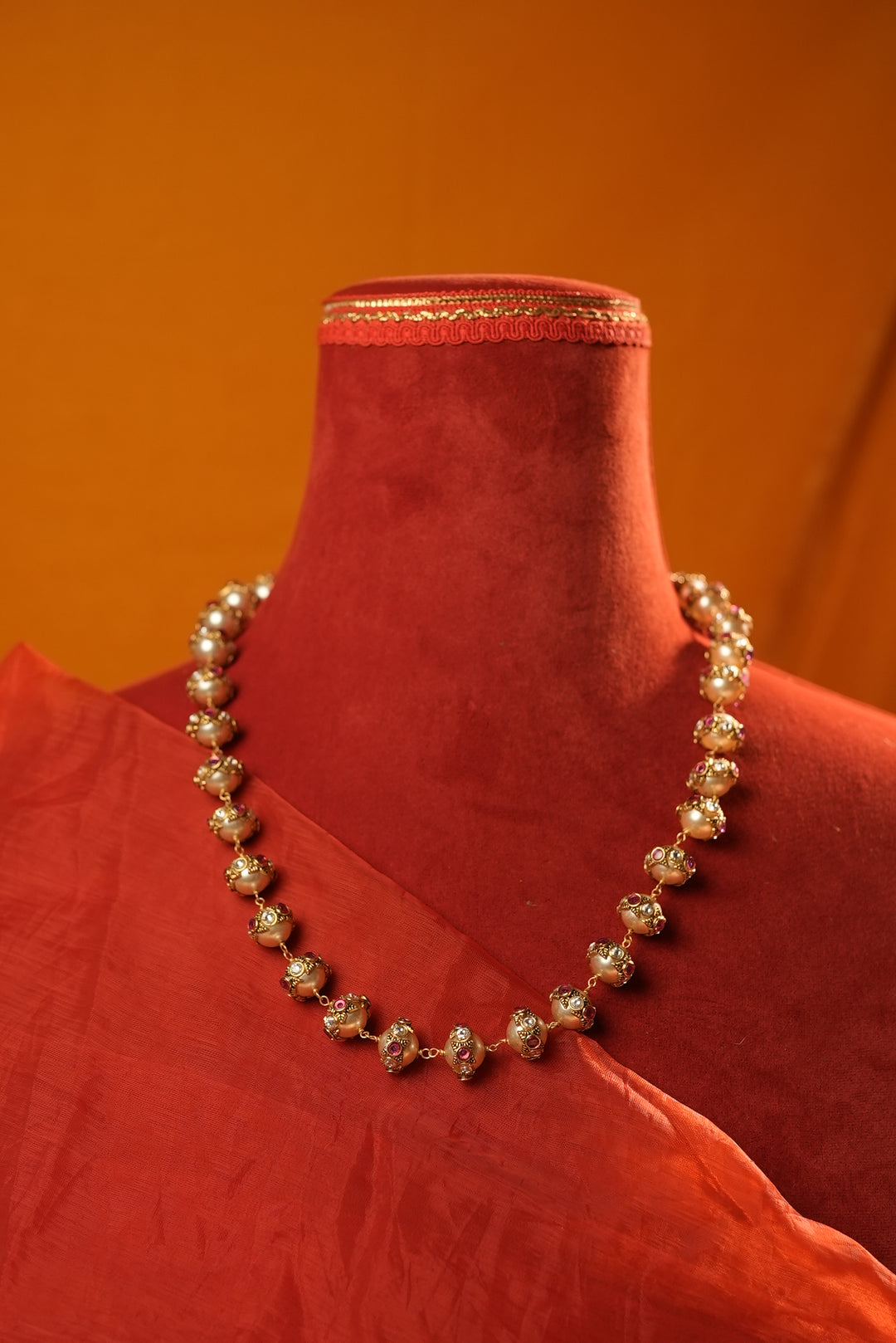 Elegant kundan work swaroski pearls necklace