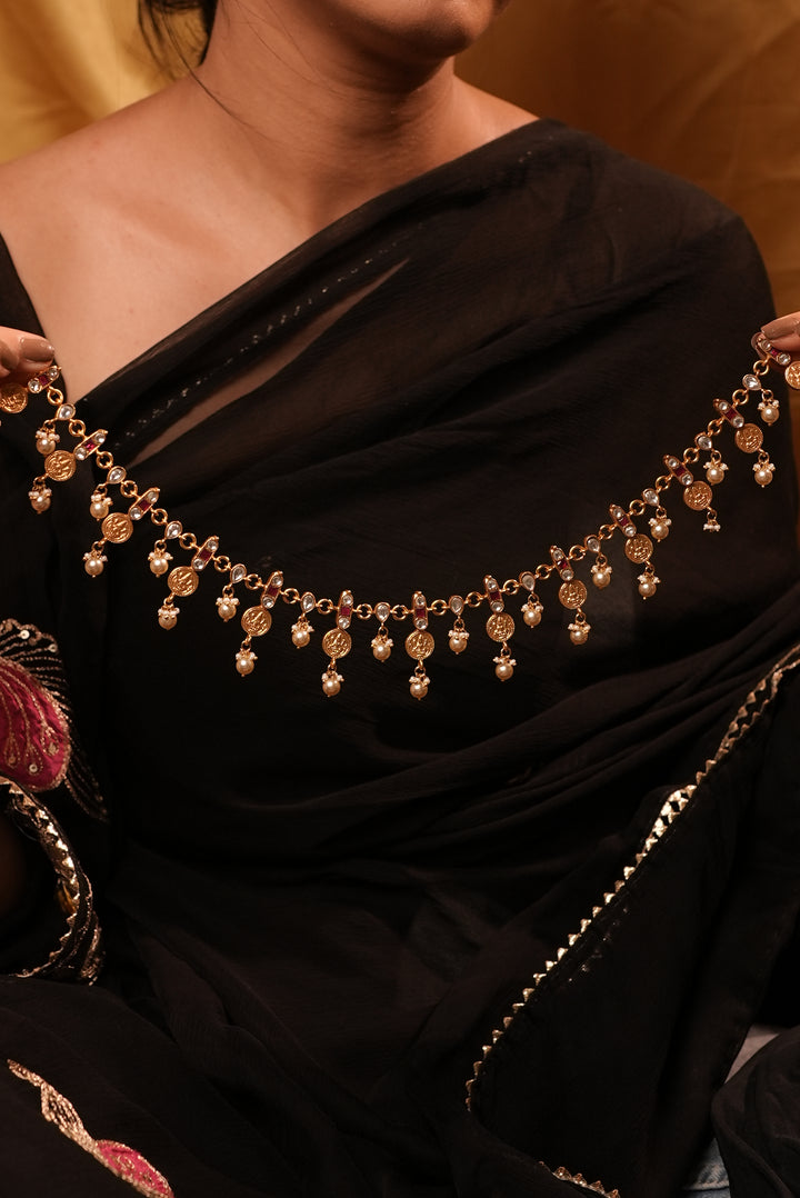 Classic jadau nakashi kasu necklace
