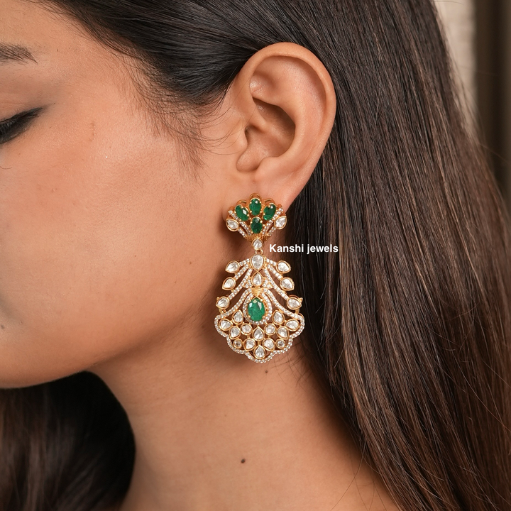 Excuisite Polki Emerald Statement Earrings
