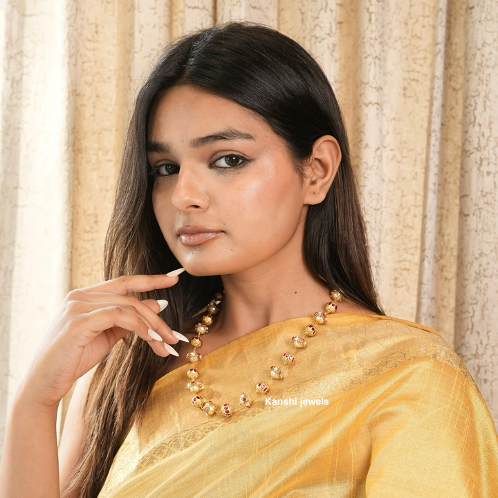 Handwork Kundan Balls With Swaroski Kundan Fusion Necklace