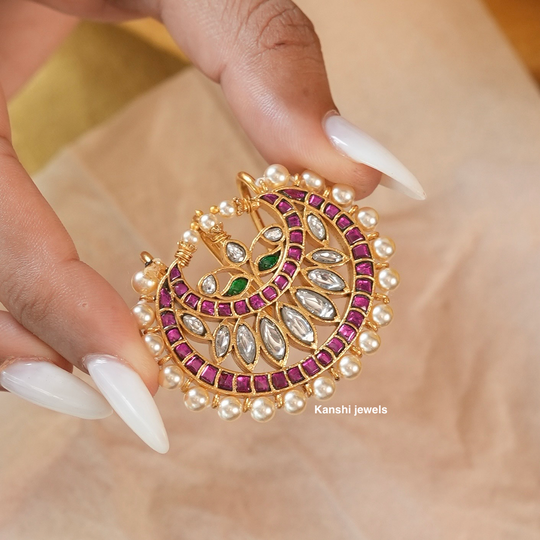Jadau Handcut Moon Hairpin