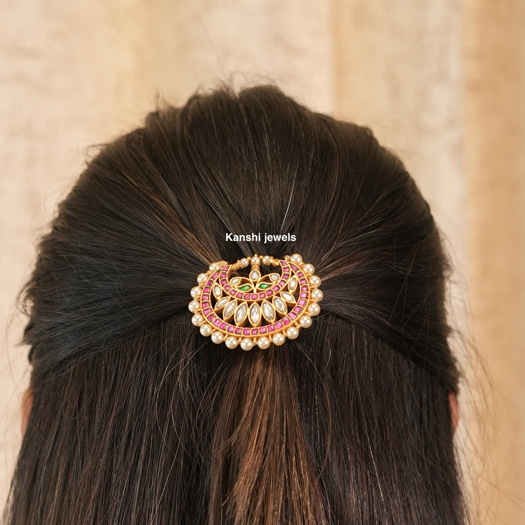 Jadau Handcut Moon Hairpin
