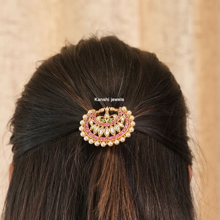 Jadau Handcut Moon Hairpin