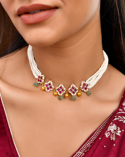 Kundan chokar necklace