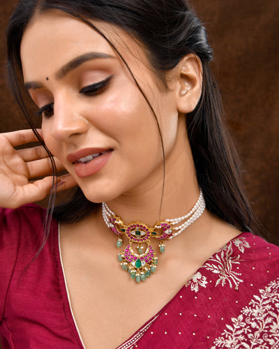 Kundan chokar necklace