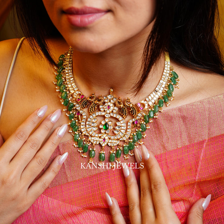 Designer mossanite diamond with nakashi dulhan necklace