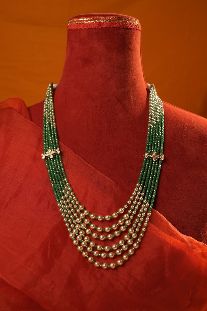 Diamond motives emerald swaroski dulhan necklace