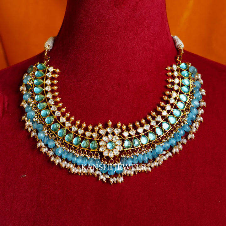 Elegant blue mossanite necklace