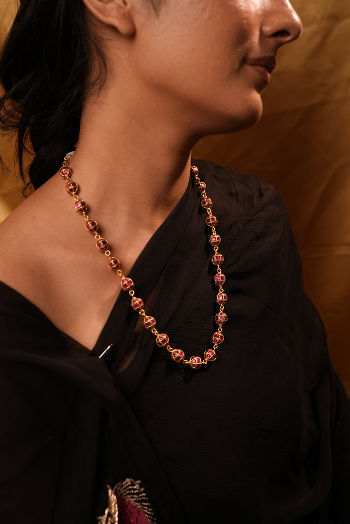 Elegant dulhan jadau kundan ball necklace