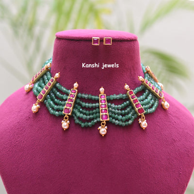 Emerald necklace earrings set