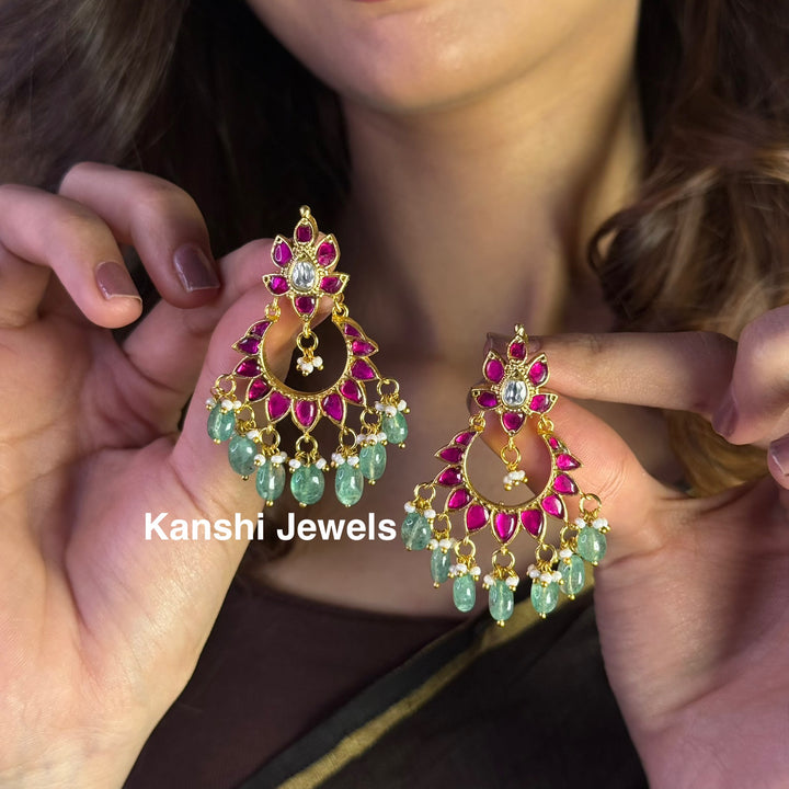 Jadau Kundan earrings by Kanshi Jewels,
Dulhan Kundan earrings,
Traditional Jadau earrings design,
Handcrafted Kundan earrings set,
Gold Jadau earrings for wedding,
Jadau Kundan earrings,
Kundan jhumka earrings,
