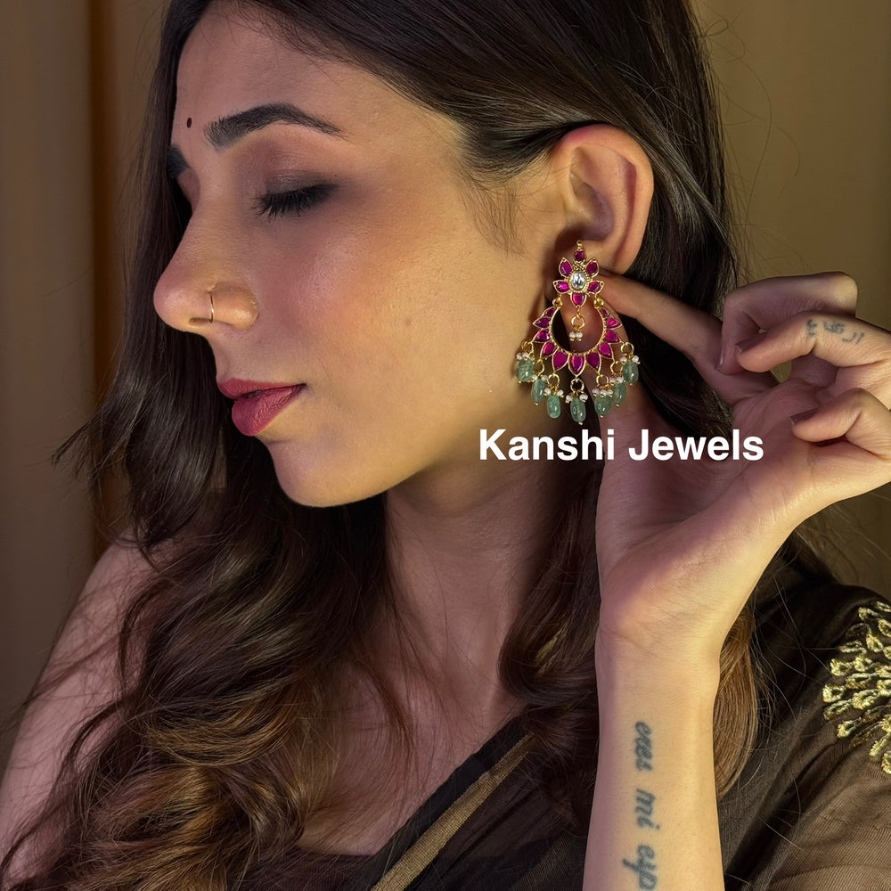 Jadau Kundan earrings by Kanshi Jewels,
Dulhan Kundan earrings,
Traditional Jadau earrings design,
Handcrafted Kundan earrings set,
Gold Jadau earrings for wedding,
Jadau Kundan earrings,
Kundan jhumka earrings,
