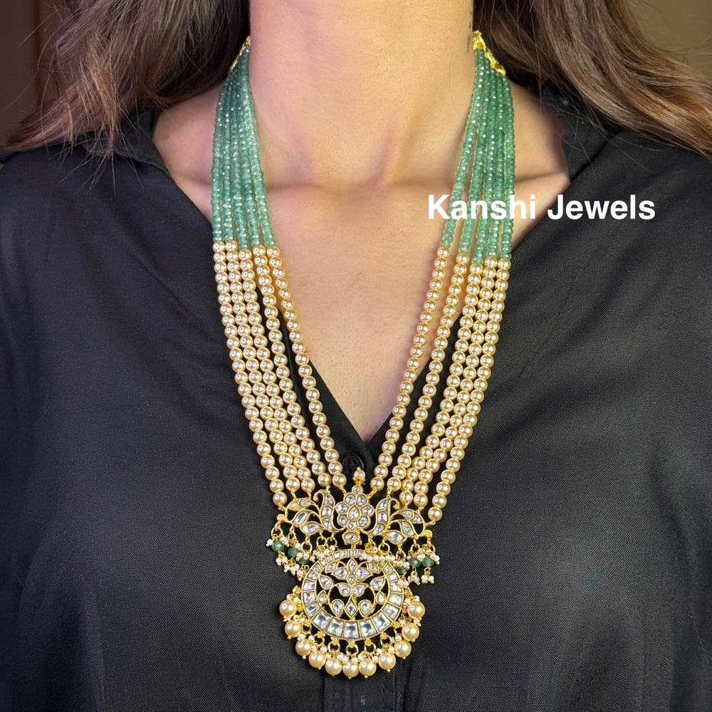 Jadau Emerald Pearls haram,  Kanshijewels , dulhan necklace , chokar necklace, kundan necklace, jadau necklace,  kanshi jewellery