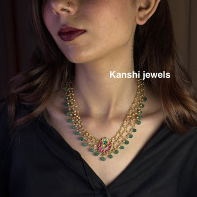 Jadau Chain Necklace with earrings