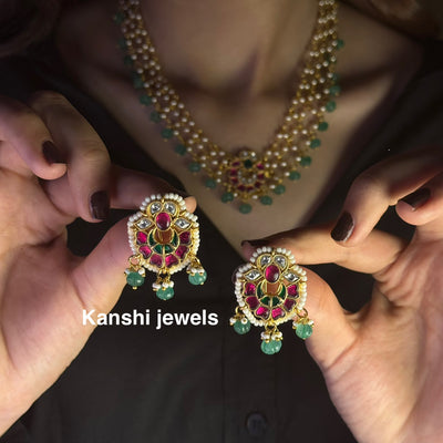 Jadau Chain Necklace with earrings