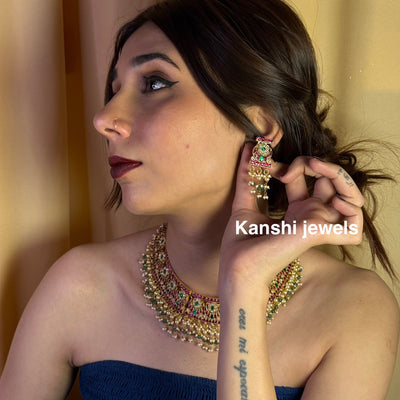Jadau Necklace with Earrings Set