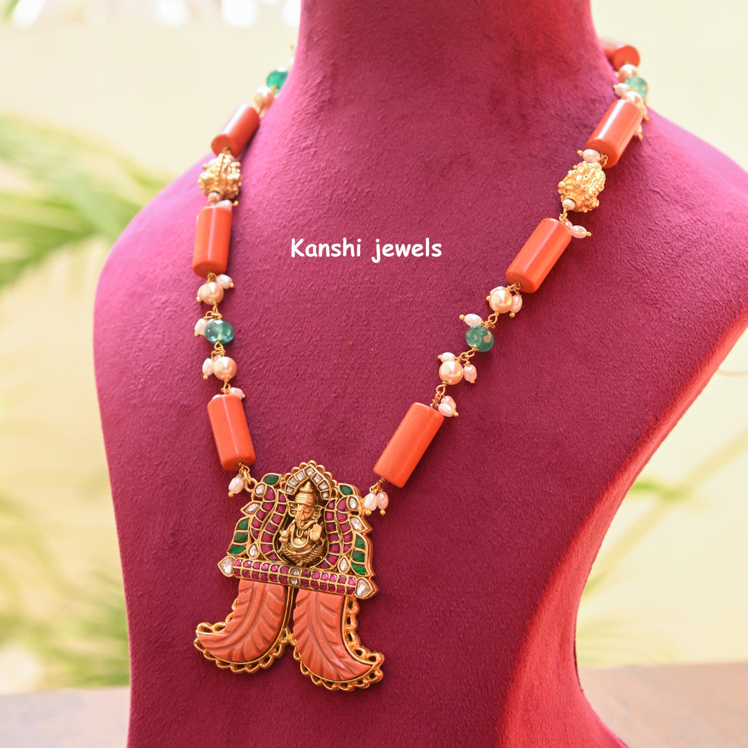 Jadau Kundan Coral Necklace