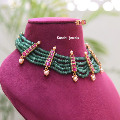 Emerald necklace earrings set