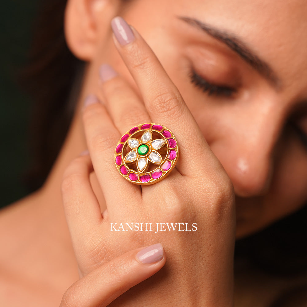 Jadau adjuistable ring