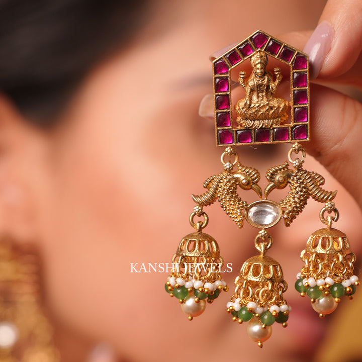 Jadau nakashi fusion statement earrings