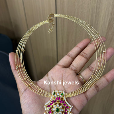 Jadau pendant with multipurpose detachable hasli