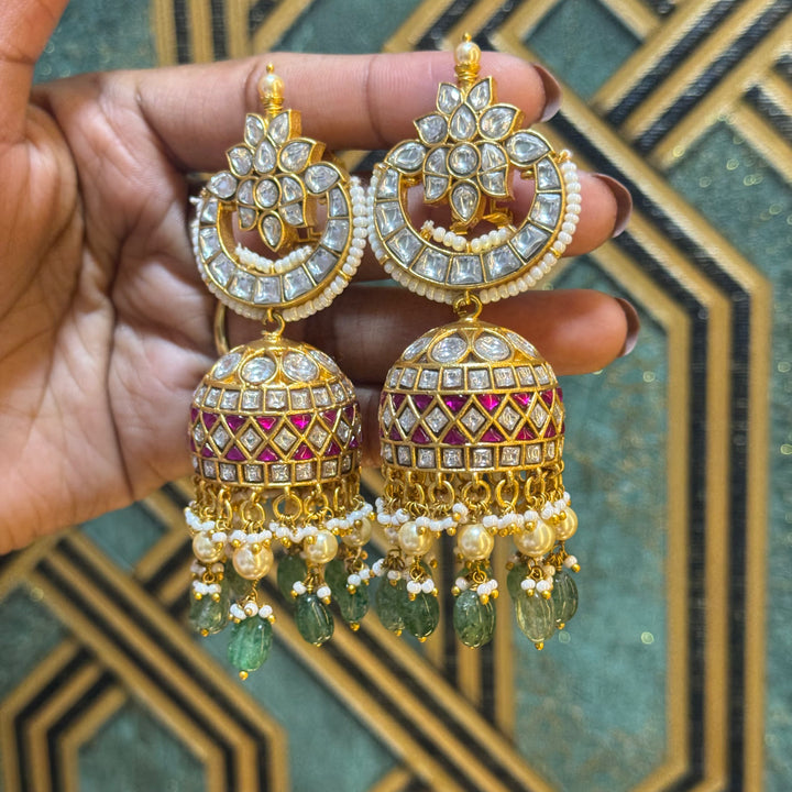 Jadau Kundan earrings by Kanshi Jewels,
Dulhan Kundan earrings,
Traditional Jadau earrings design,
Handcrafted Kundan earrings set,
Gold Jadau earrings for wedding,
Jadau Kundan earrings,
Kundan jhumka earrings,