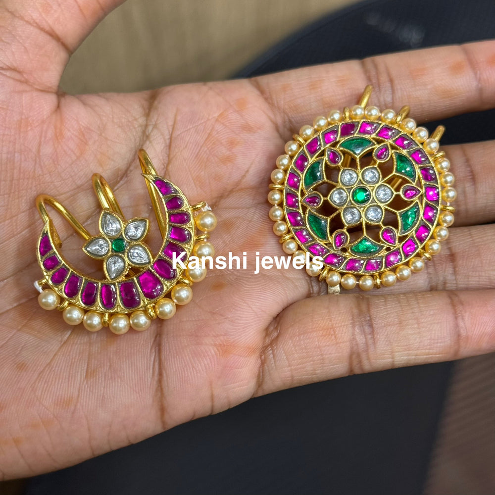 Sun and Moon Hair Accessory  by  Kanshi Jewel, Dulhan Ear Cuffs